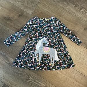 Mini Boden 3-4Y long sleeve Horse Appliqué Dress
